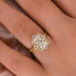 S925 Maxine Moissanite Vintage 3.0 Carat Halo Radiant Cut Engagement Ring In Sterling Silver