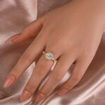 S925 Maxine Moissanite 1.0 Ct Halo Round Cut Yellow Gold Promise Ring - Image 4