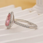 S925 Classic 2.2 Carat Pink Pear Cut Halo Engagement Ring for Her - Image 4