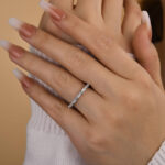 S925 Fashion Emerald Cut Diamond Women's Wedding Band In Sterling Silver - Image 2