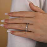 S925 Fashion Emerald Cut Diamond Women's Wedding Band In Sterling Silver - Image 3