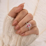 S925 Classic 2.2 Carat Pink Pear Cut Halo Engagement Ring for Her - Image 2