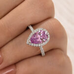 S925 Classic 2.2 Carat Purple Pear Cut Halo Engagement Ring for Her
