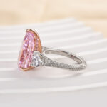 S925 Gorgeous Pear Cut Pink &Yellow Sapphire Three Stone Engagement Ring - Image 5