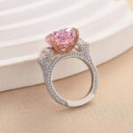 S925 Gorgeous Pear Cut Pink &Yellow Sapphire Three Stone Engagement Ring - Image 4