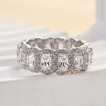 S925 Luxurious Halo Cushion Cut Wide Wedding Band For Women In Sterling Silver - Image 5