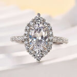 S925 Unique Design Halo Oval Cut Sona Simulated Diamond Engagement Ring In Sterling Silver - Image 4