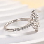 S925 Unique Design Halo Oval Cut Sona Simulated Diamond Engagement Ring In Sterling Silver - Image 6
