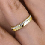 S925 Fashion Yellow Gold Round Cut Wedding Band In Sterling Silver - Image 2