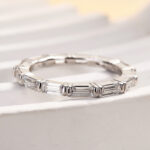 S925 Fashion Emerald Cut Diamond Women's Wedding Band In Sterling Silver - Image 6