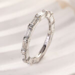 S925 Fashion Emerald Cut Diamond Women's Wedding Band In Sterling Silver - Image 7