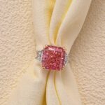 S925 Luxurious Pink Stone Radiant Cut Three Stone Engagement Ring In Sterling Silver - Image 3