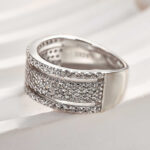 S925 Luxury Wide Pave Design Women's Wedding Band for Women In White Gold - Image 9