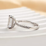 S925 Classic Emerald Cut Women's Engagement Ring In White Gold - Image 5