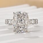 S925 Gorgeous Elongated Crushed Ice 9.0 Carat Cushion Cut Engagement Ring - Image 5
