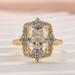 S925 Maxine Moissanite Vintage 3.0 Carat Halo Radiant Cut Engagement Ring In Sterling Silver - Image 5