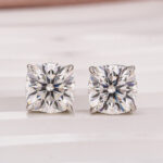S925 Moissanite 2.0Ct*2 Cushion Cut Stud Earrings In Sterling Silver - Image 3