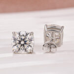 S925 Moissanite 2.0Ct*2 Cushion Cut Stud Earrings In Sterling Silver - Image 2