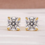 S925 Moissanite 2.0Ct*2 Cushion Cut Stud Earrings In Sterling Silver - Image 8