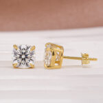 S925 Moissanite 2.0Ct*2 Cushion Cut Stud Earrings In Sterling Silver - Image 9