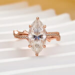 S925 Moissanite 3.0Ct Marquise Cut Twist Engagement Ring In Sterling Silver - Image 8