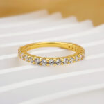 S925 Moissanite 0.6Ct Classic Round Cut Half Wedding Band In Sterling Silver - Image 4