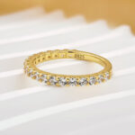 S925 Moissanite 0.6Ct Classic Round Cut Half Wedding Band In Sterling Silver - Image 5