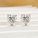 S925 Moissanite 1.2Ct*2 Heart Cut Stud Earrings In Sterling Silver - Image 3