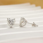 S925 Moissanite 1.2Ct*2 Heart Cut Stud Earrings In Sterling Silver - Image 4