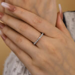 S925 Classic Round Cut Half Eternity Thin Women's Wedding Band - Image 2