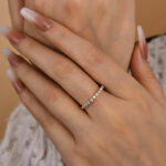 S925 Classic Round Cut Half Eternity Thin Women's Wedding Band - Image 5