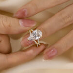 S925 Maxine Split Shank Unique Pear Cut Engagement Ring In Sterling Silver - Image 4