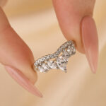 S925 Crown Shaped Curved Design Thin Stacking Wedding Band In Sterling Silver
