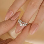 S925 Crown Shaped Curved Design Thin Stacking Wedding Band In Sterling Silver - Image 2