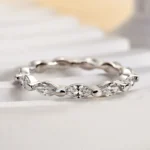 S925 Elegant Marquise Cut Full Wedding Band In Sterling Silver - Image 8