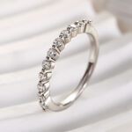 S925 Classic Round Cut Half Eternity Thin Women's Wedding Band - Image 3