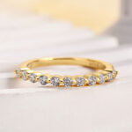 S925 Classic Round Cut Half Eternity Thin Women's Wedding Band - Image 4
