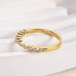 S925 Classic Round Cut Half Eternity Thin Women's Wedding Band - Image 6