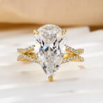 S925 Maxine Split Shank Unique Pear Cut Engagement Ring In Sterling Silver - Image 6