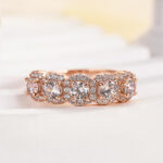 S925 Halo Round Cut Five Stone Anniversary Ring For Her - Image 12