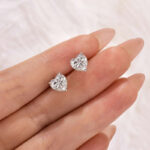 S925 Moissanite 1.2Ct*2 Heart Cut Stud Earrings In Sterling Silver - Image 2