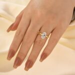S925 Vintage 3.0 Ct Solitaire Oval Cut Hidden Halo Yellow Gold Engagement Ring In Sterling Silver - Image 2
