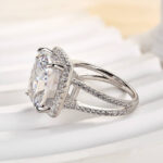 S925 Luxurious Split Shank Halo Cushion Cut Engagement Ring For Women In Sterling Silver - Image 4