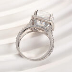 S925 Luxurious Split Shank Halo Cushion Cut Engagement Ring For Women In Sterling Silver - Image 5