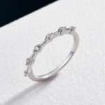S925 Fashion Design White Gold Round Cut Women's Wedding Band In Sterling Silver - Image 8