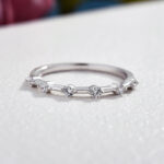 S925 Fashion Design White Gold Round Cut Women's Wedding Band In Sterling Silver - Image 9