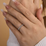 S925 Art Deco White Gold Full Eternity Thin Wedding Band For Women - Image 3