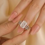 S925 5.0Ct Radiant Cut Insert Wedding Ring Set With Jacket Wedding Band - Image 2