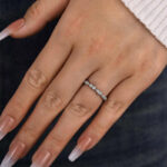 S925 Art Deco White Gold Full Eternity Thin Wedding Band For Women - Image 2