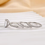 S925 3PC Wedding Set Elegant 3.5 Carat Radiant Cut Simulated Diamond Engagement Ring with Round & Marquise Accents Bands - Image 5